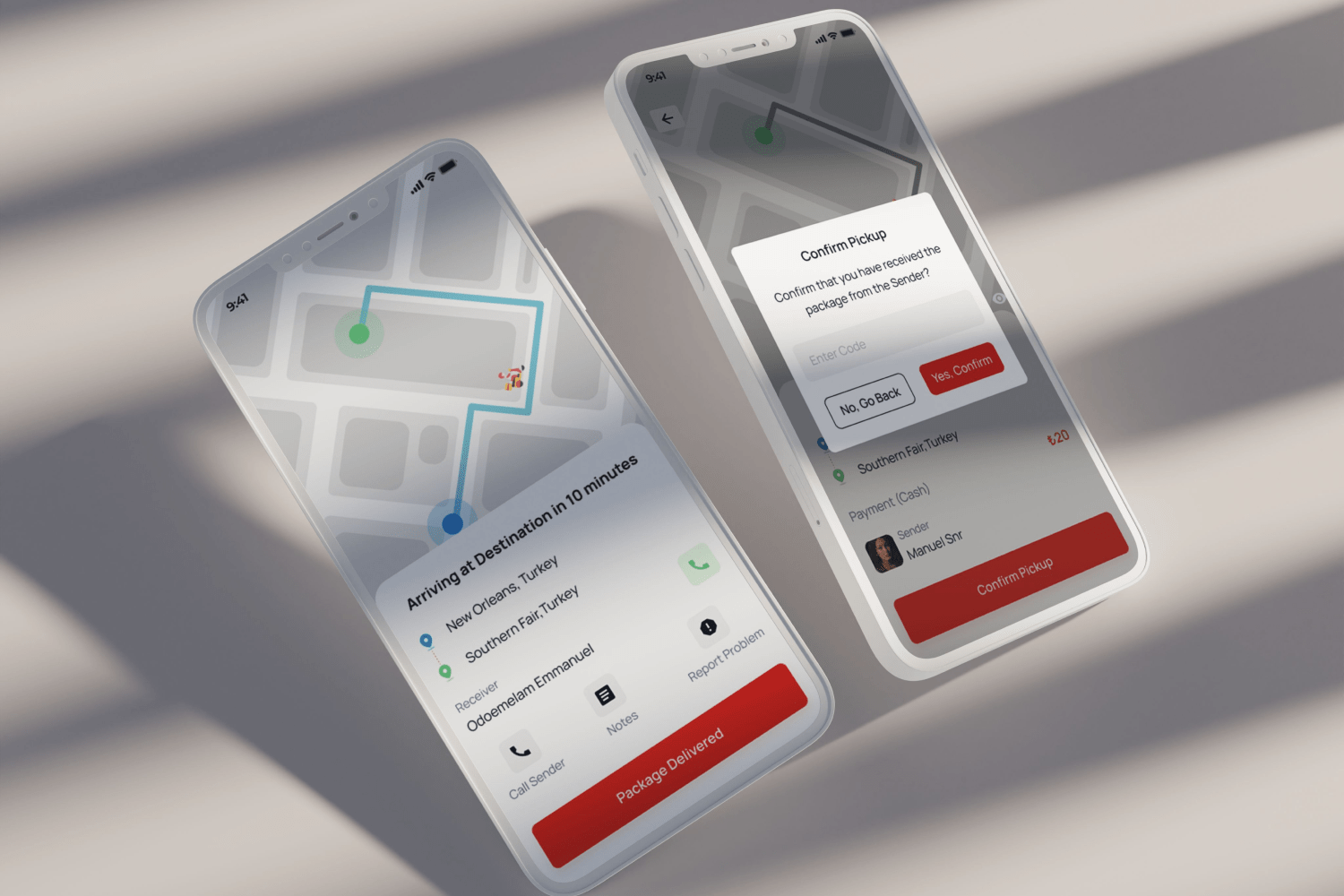 Rider journey screens. Here the security of the delivered product is prioritised.